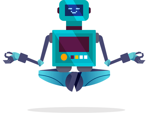 The Loopify robot levitates while meditating. Illustration.
