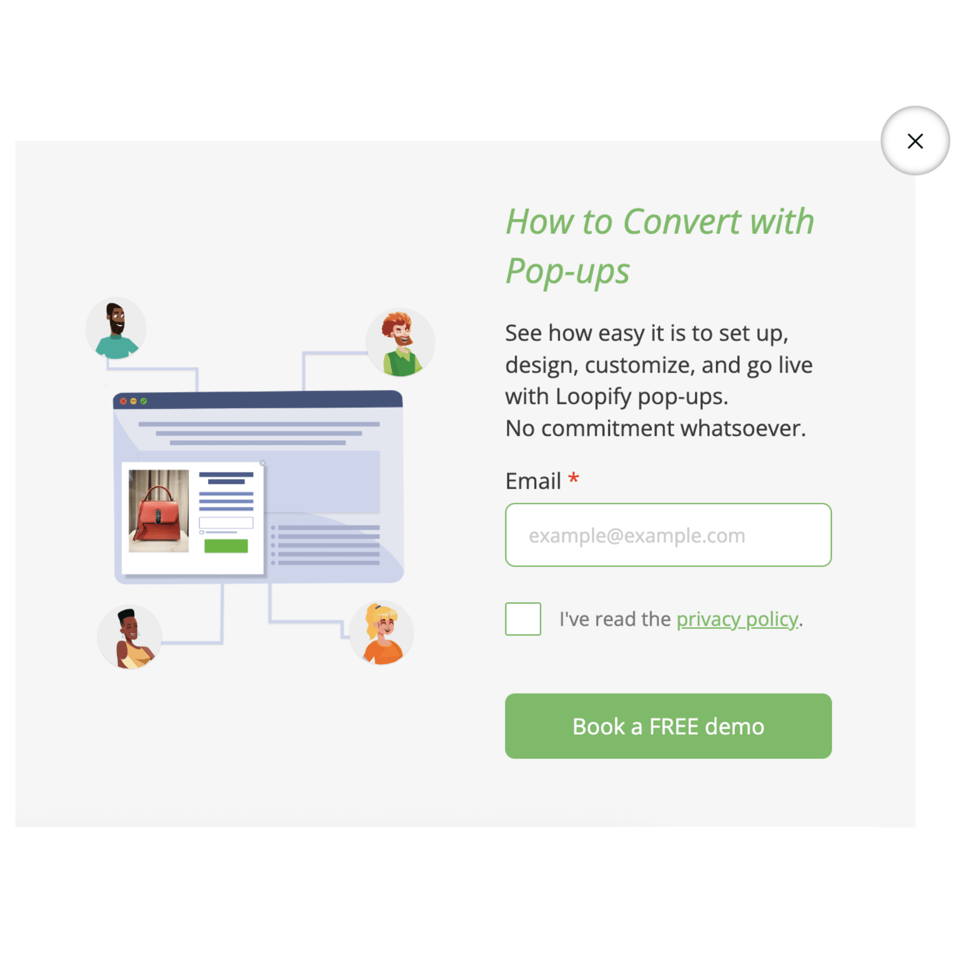 Screenshot of an example pop-up created in Loopify.